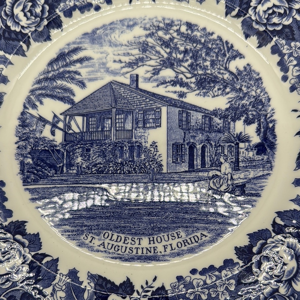 Vintage English Staffordshire Ware Oldest House In Florida St.Augustine Plate - Picture 3 of 5